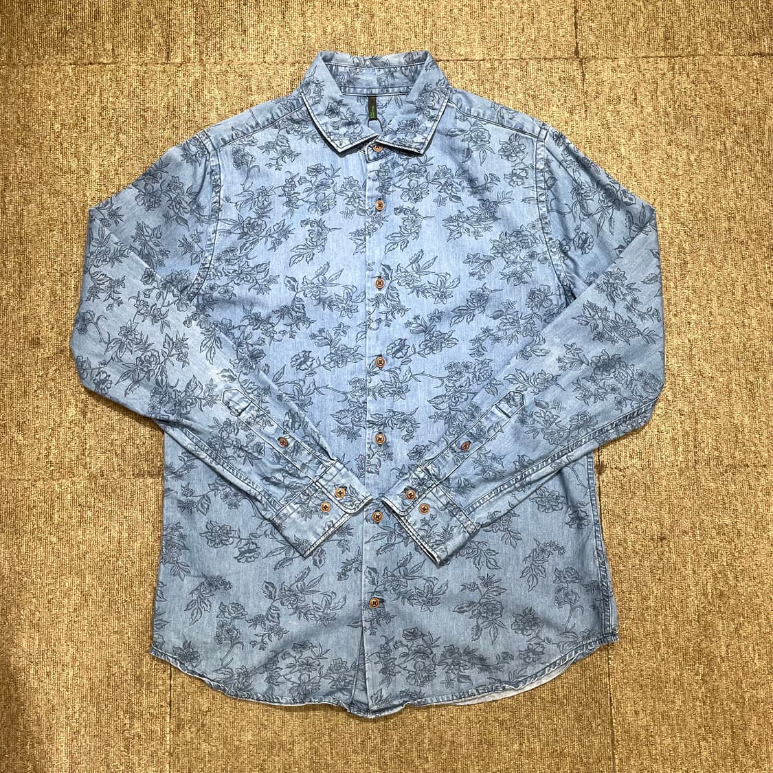  (L) 블루 플로럴 빈티지 셔츠 상품이미지2