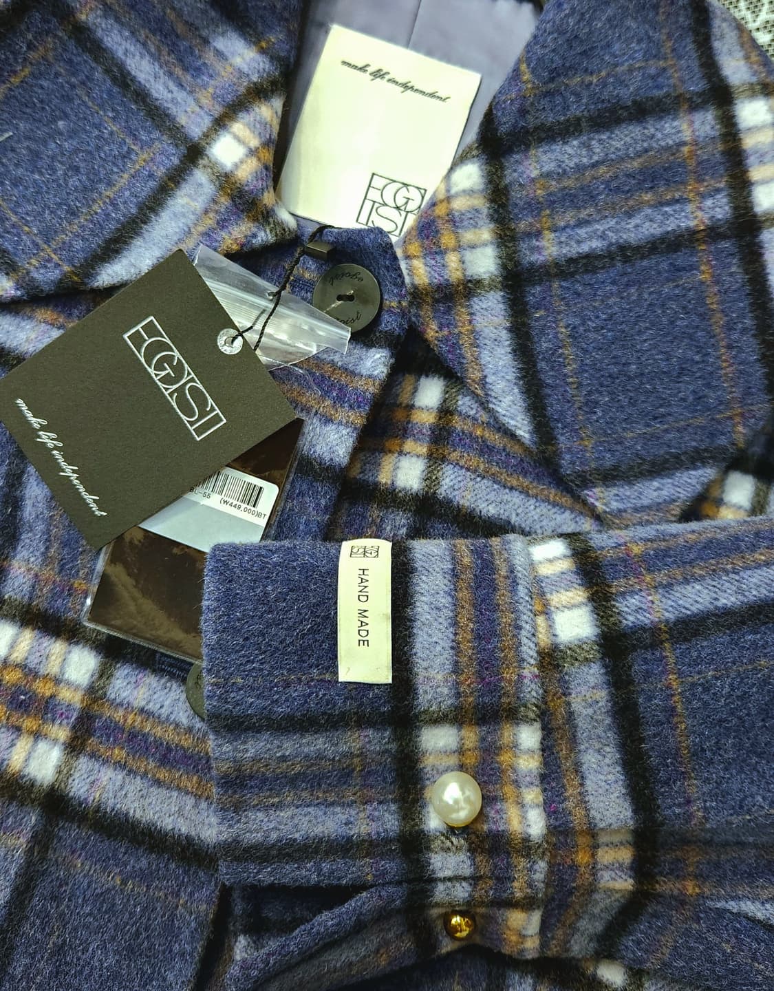 (새상품)에고이스트 체크 싱글 핸드메이드코트 상품이미지5