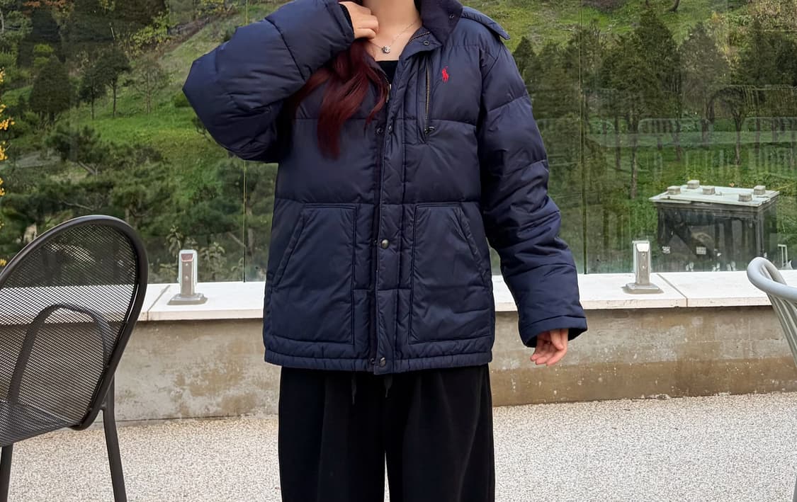폴로 랄프로렌 레드포니 네이비 덕다운 후드패딩(l) 상품이미지1