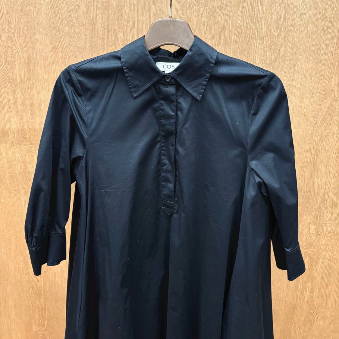 코스 코튼 카라넥 셔츠 원피스 히든 버튼 디테일 딥 네이비 상품이미지4
