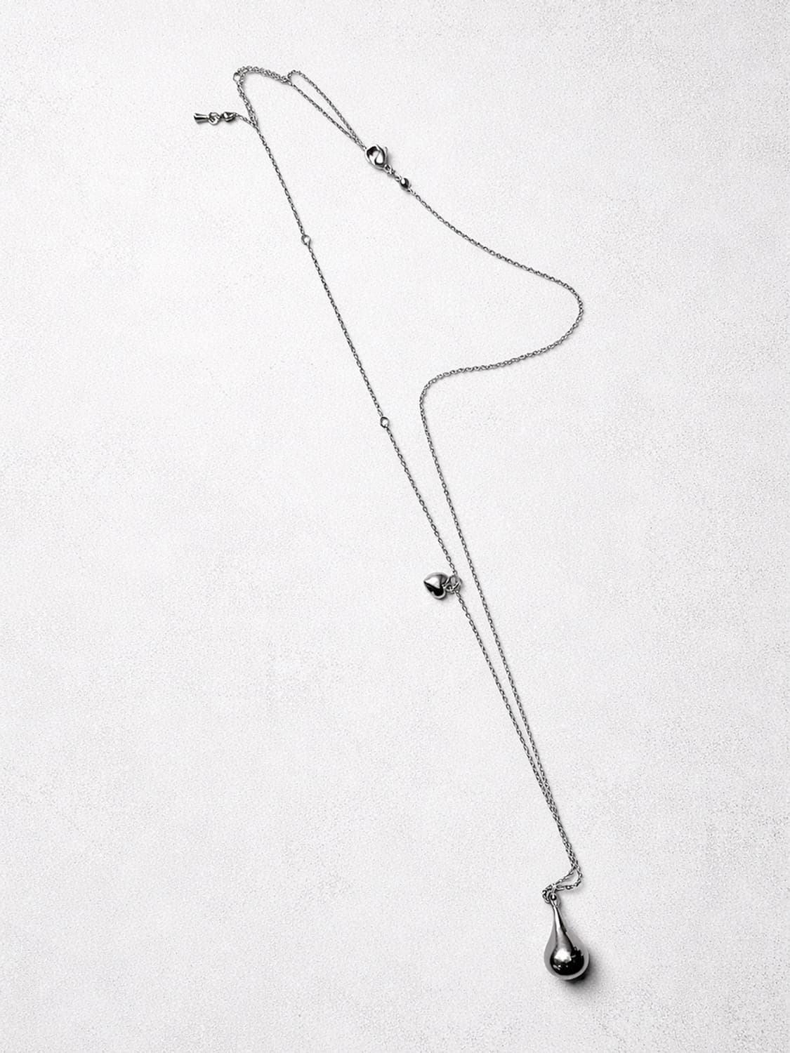 (맞춤) 길이 조절 가능 하트 물방울 써지컬스틸 롱목걸이 상품이미지4
