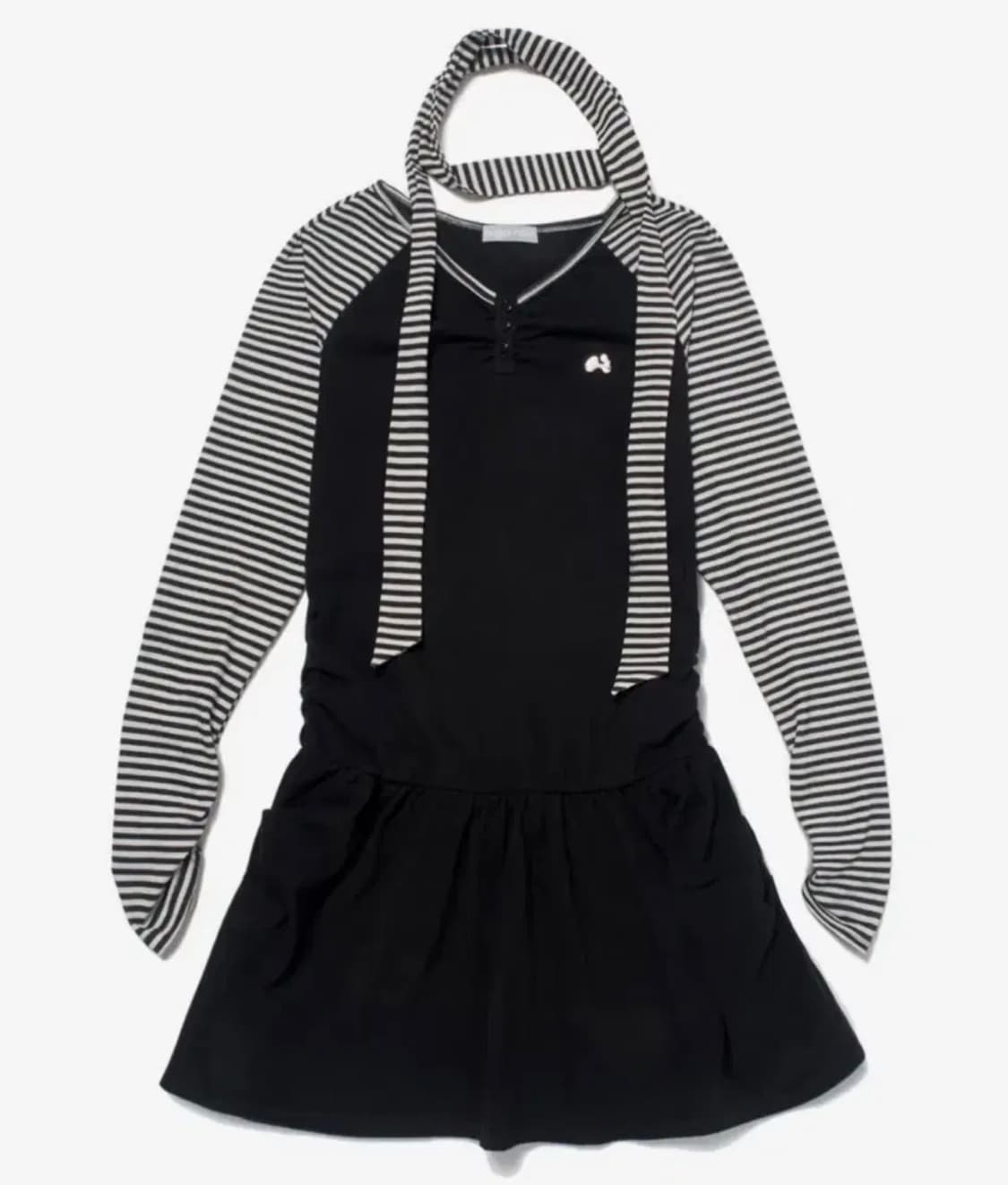 무신사 허그유어스킨 스트라이프 헨리넥 머플러 원피스 세트 상품이미지1