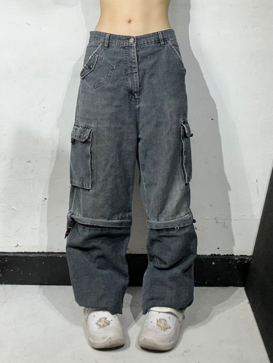 빈티지 RAZZO 중청 대대장 유틸리티 절개 와이드 데님 팬츠 청바지  상품이미지2