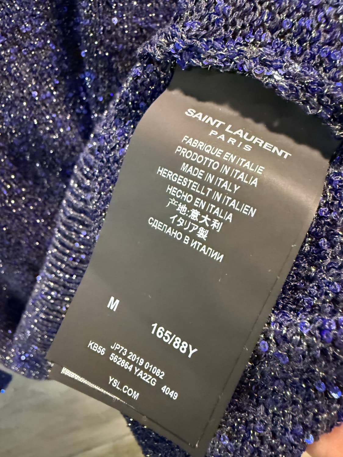 M 생로랑 SAINT LAURENT 파리 시퀸 글리터 니트 블루 상품이미지6