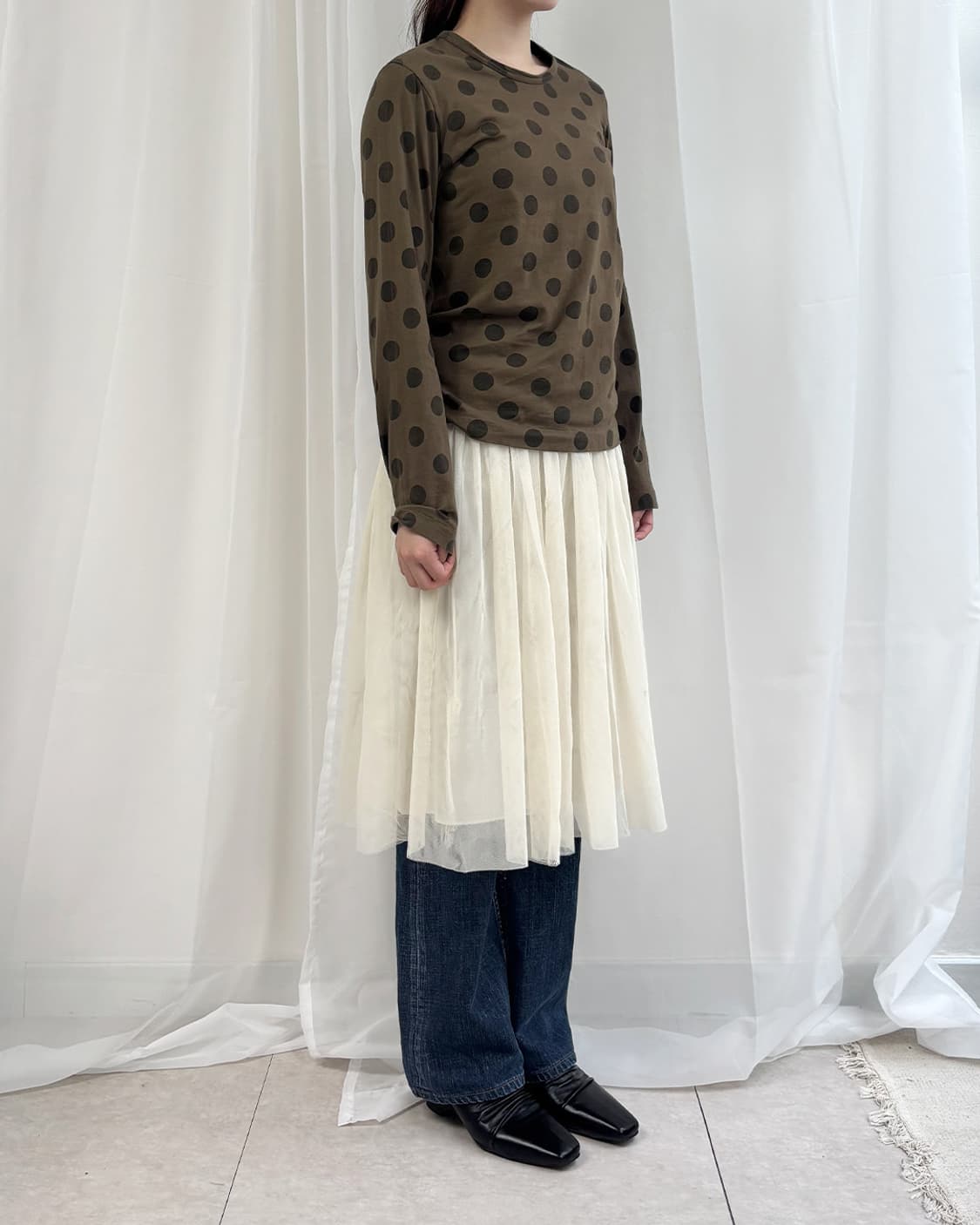 tricot comme des garcons 카키 도트 티셔츠 상품이미지9