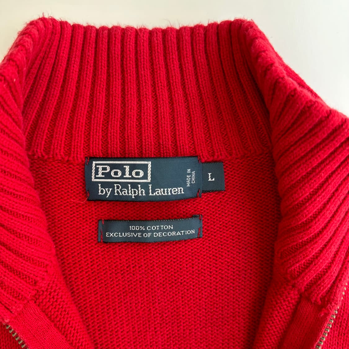 폴로 랄프로렌 딥레드 코튼 하프집업 니트 상품이미지4