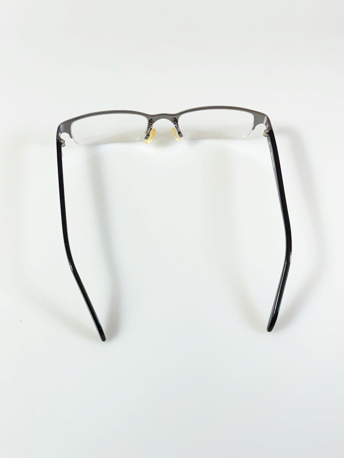 ANIWAY 다크실버 메탈릭 반무테 스퀘어 빈티지 안경 상품이미지5