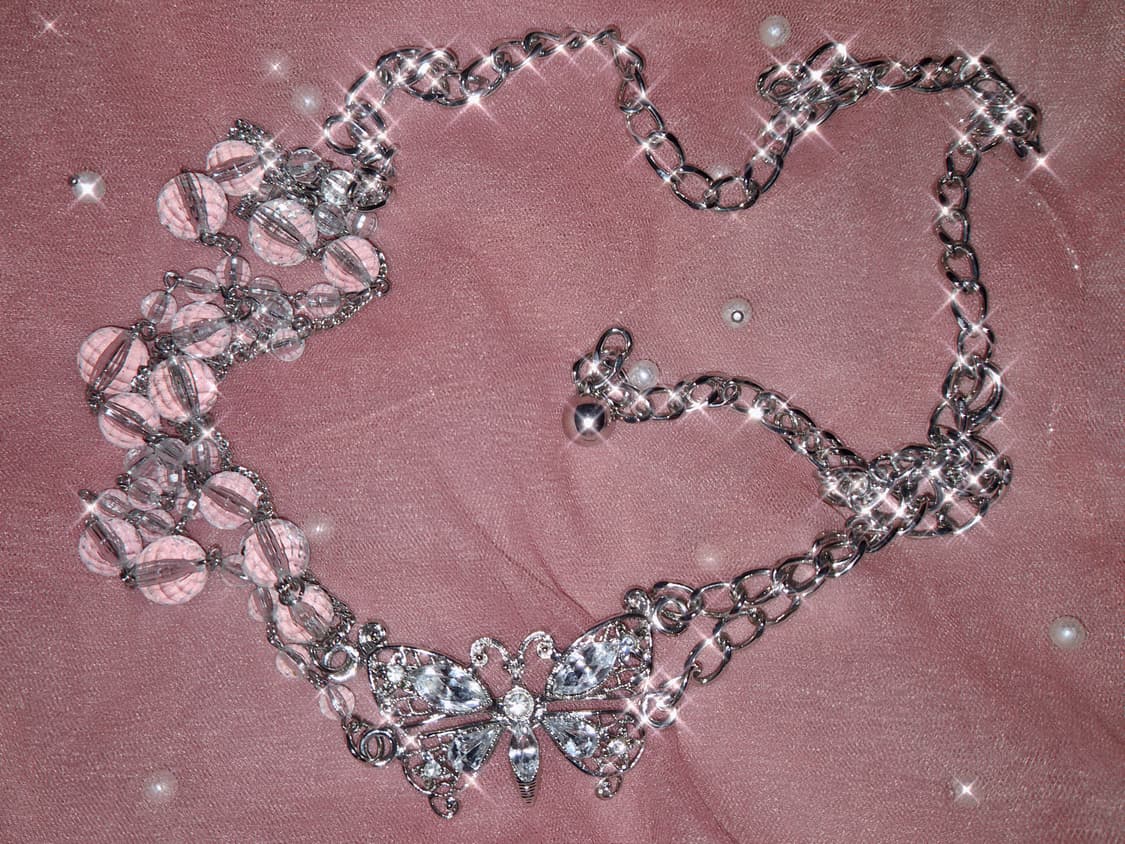 Vintage y2k Buttetfly Crystal chain Belt 상품이미지2