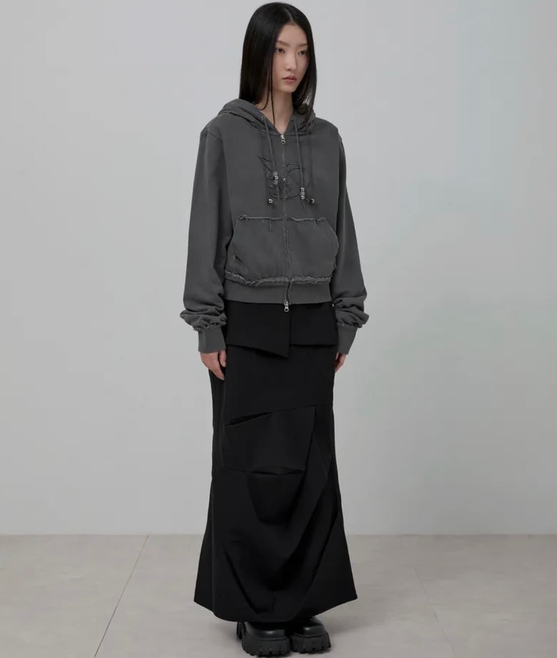 플레어업 레이어드 집 후드 차콜 상품이미지5