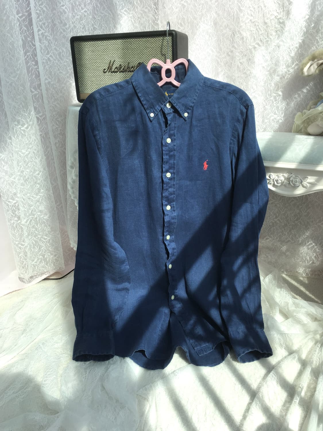 Polo navy linen shirt 상품이미지3