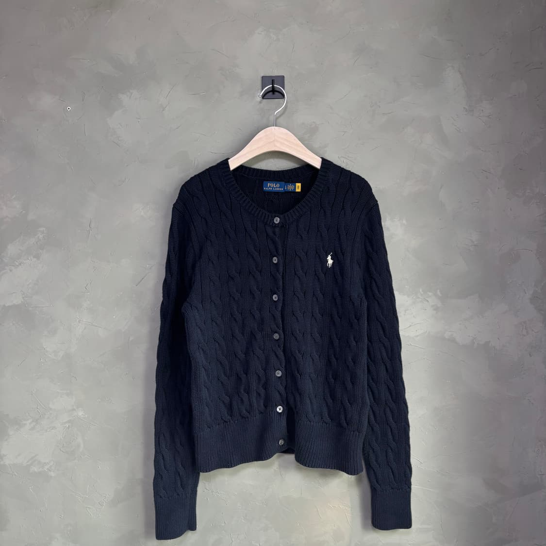 폴로 랄프로렌 꽈배기 니트 가디건 네이비 상품이미지1