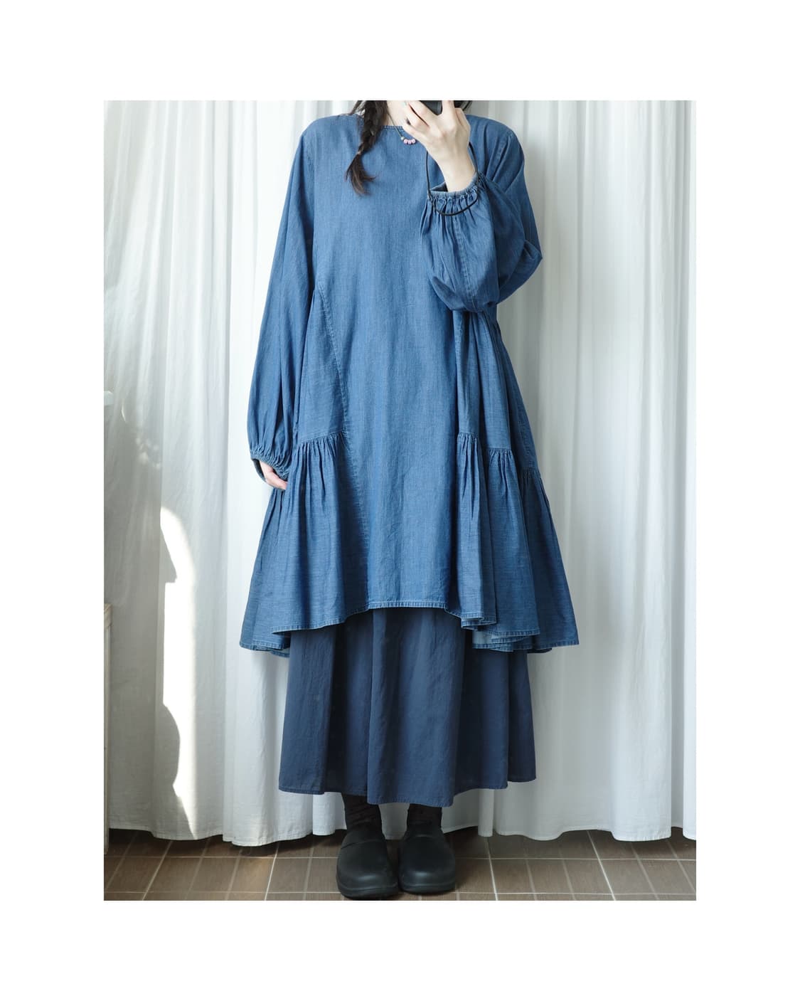 Merlette denim shirring one-piece 상품이미지4
