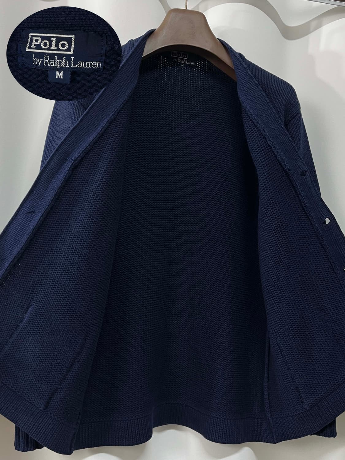 80's 폴로 랄프로렌 인디고 네이비 유니크레스트 금장 가디건 자켓 상품이미지3