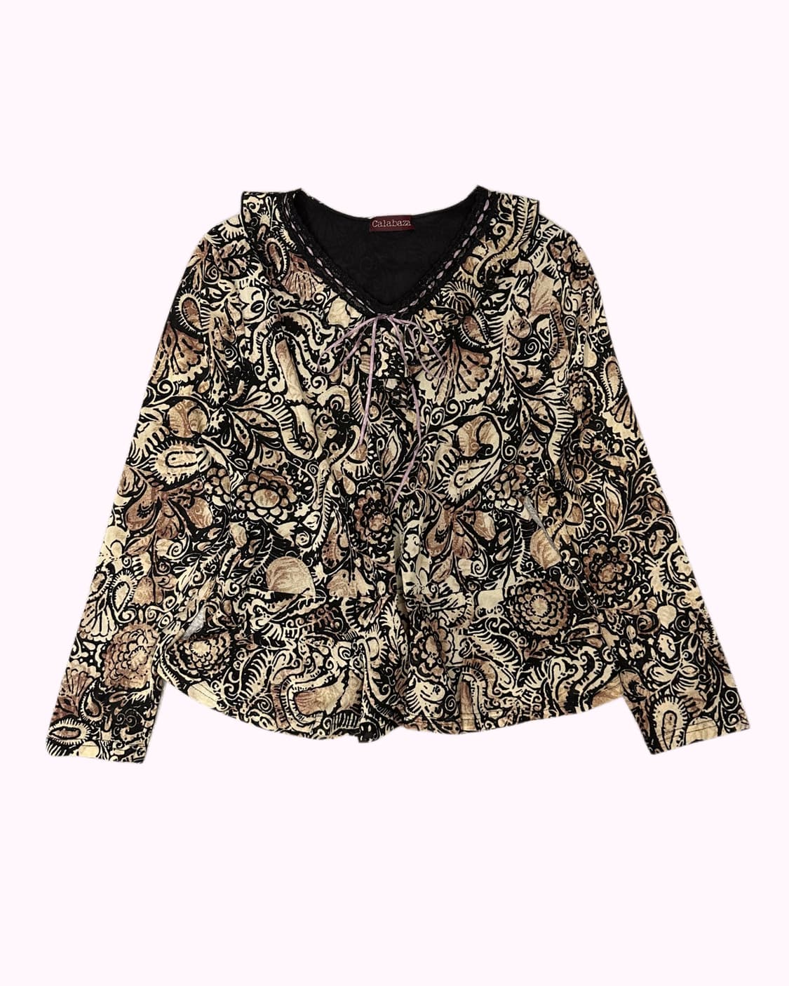 oriental pattern lace ribbon top 상품이미지1