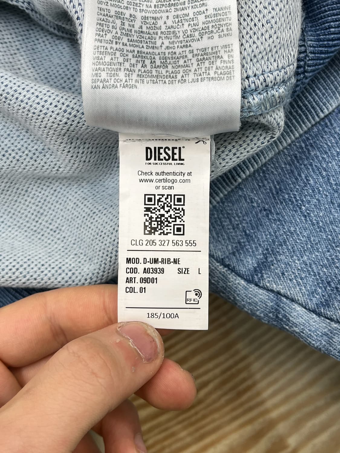 디젤 D-UM-RIB 트랙 데님 후드티 상품이미지9