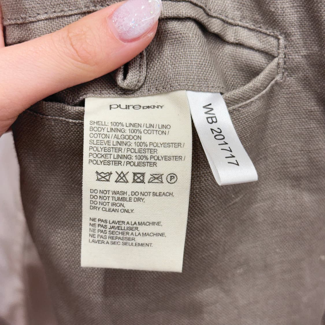 DKNY 퓨어 린넨 라이더 자켓 사선지퍼 숄더 견장 카키베이지 상품이미지8