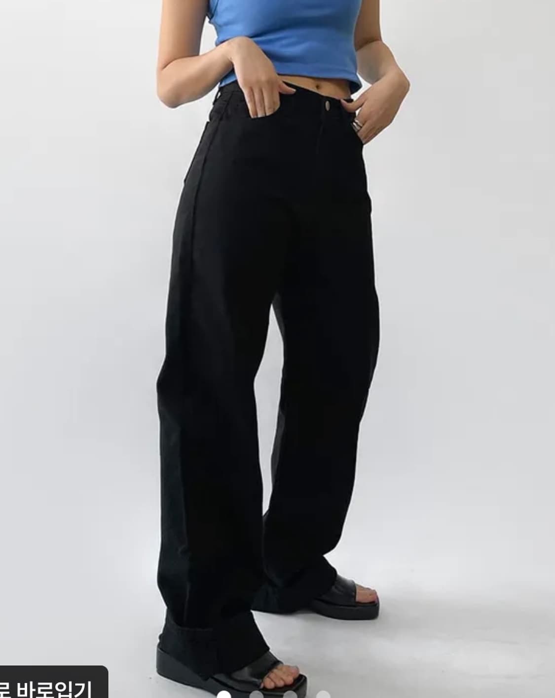 롱 와이드 블랙 코튼진 상품이미지1