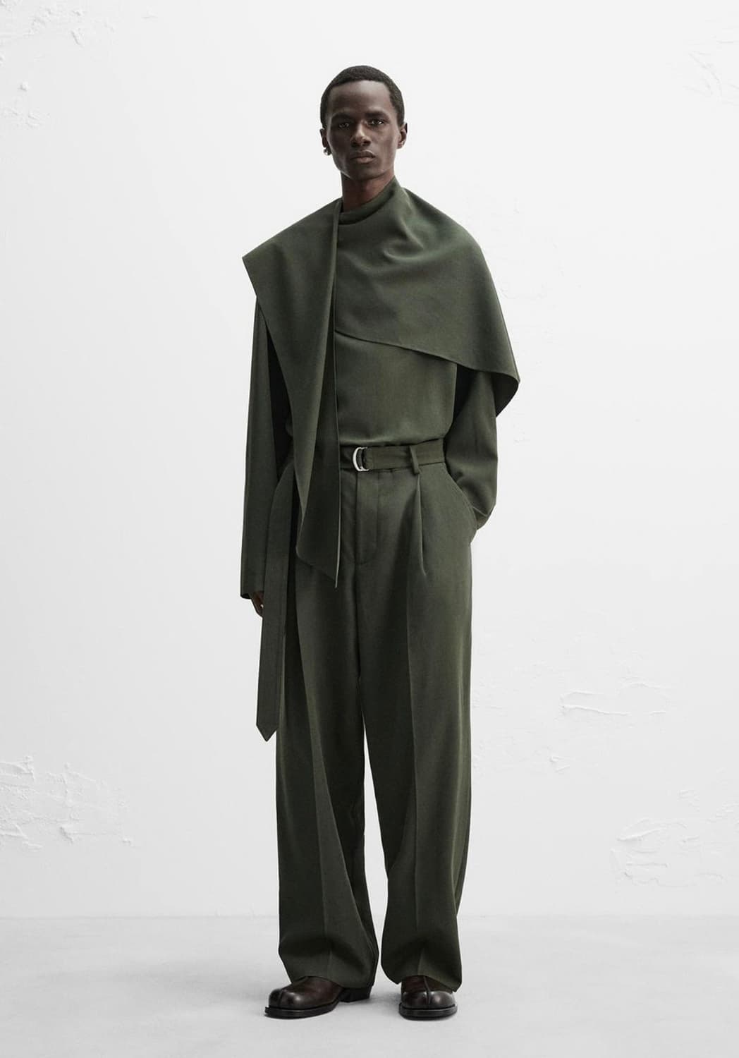 자라 나누시카 풀라드 셔츠 카키그린 상품이미지1