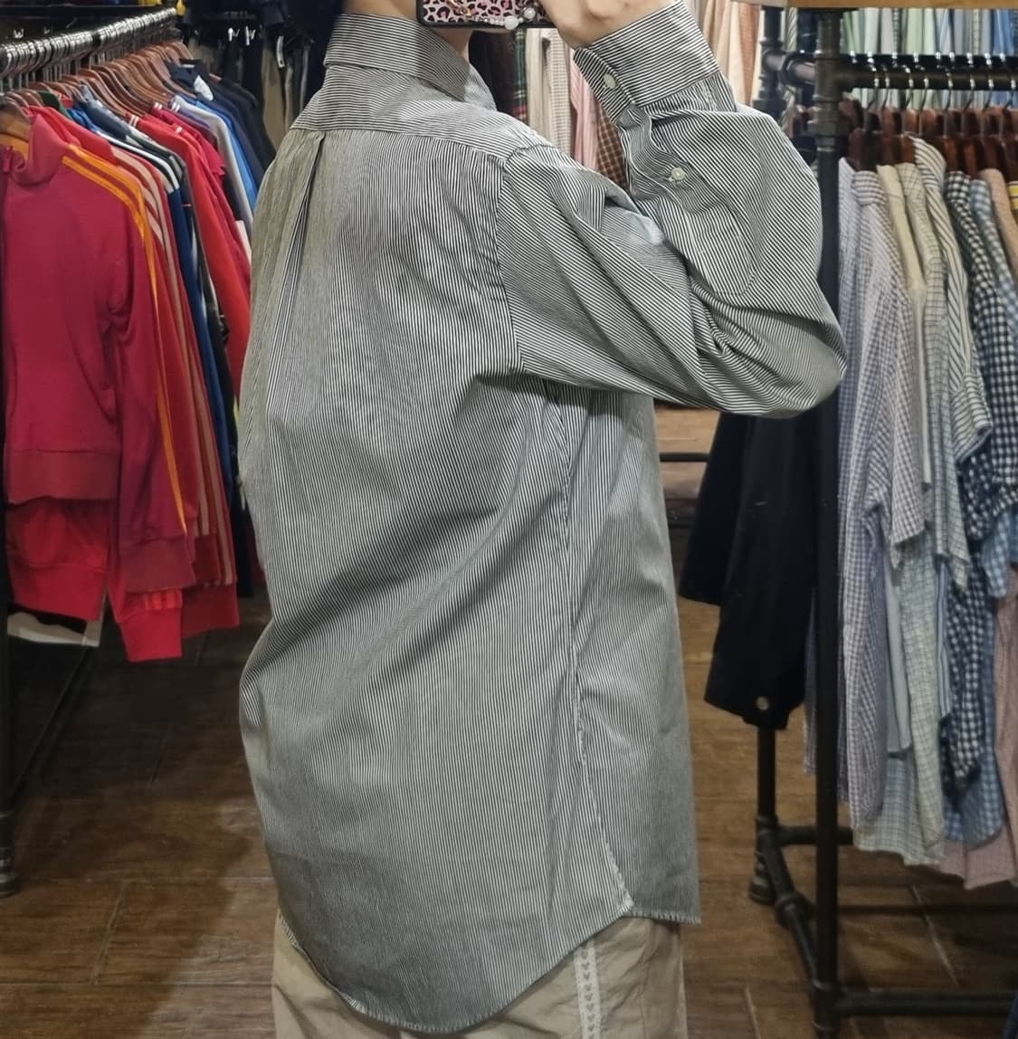 [Hi] polo 폴로 긴팔 스트라이프 셔츠 블랙 상품이미지5