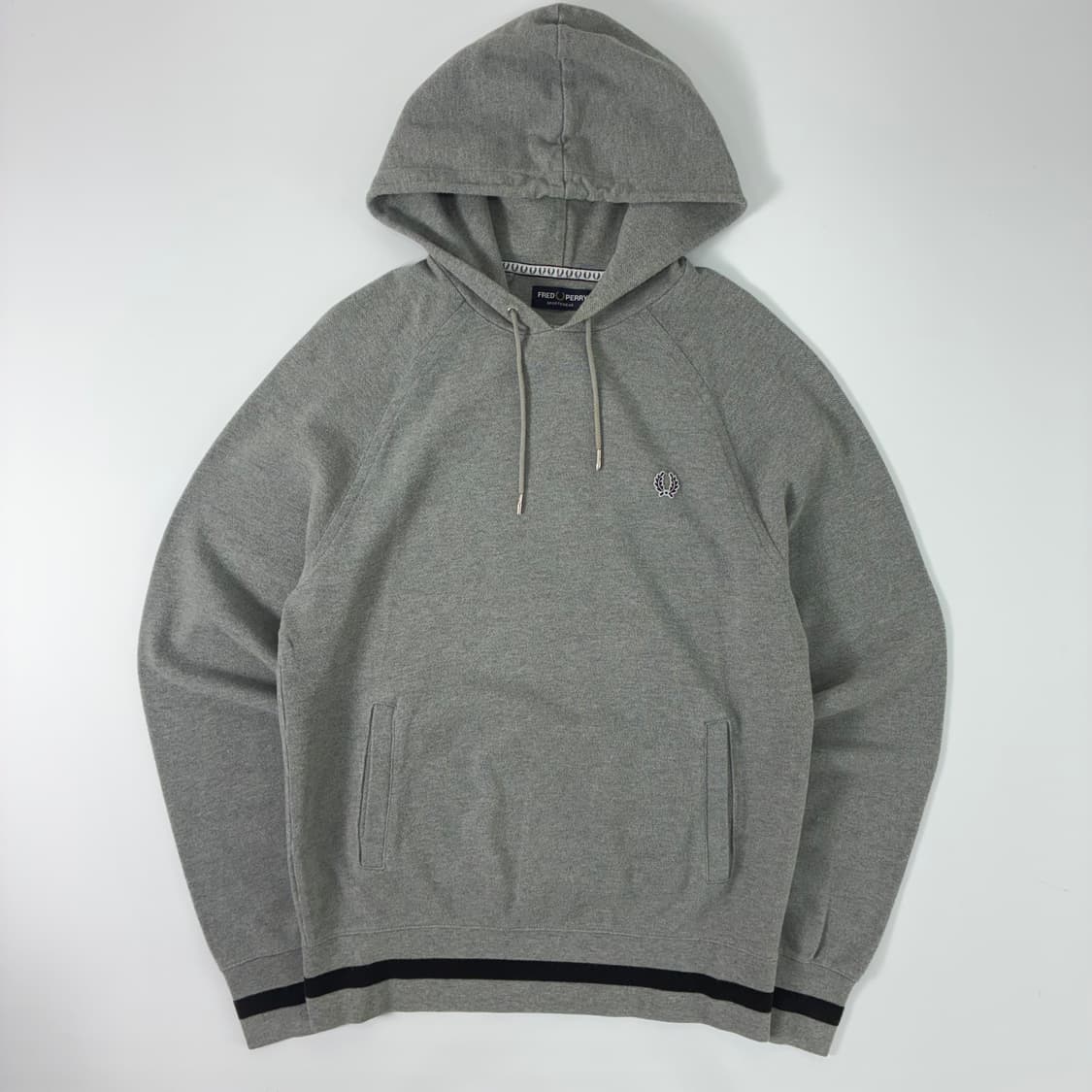 Fred Perry 프래드 페리 팁드 그레이 니트 후드티 상품이미지1