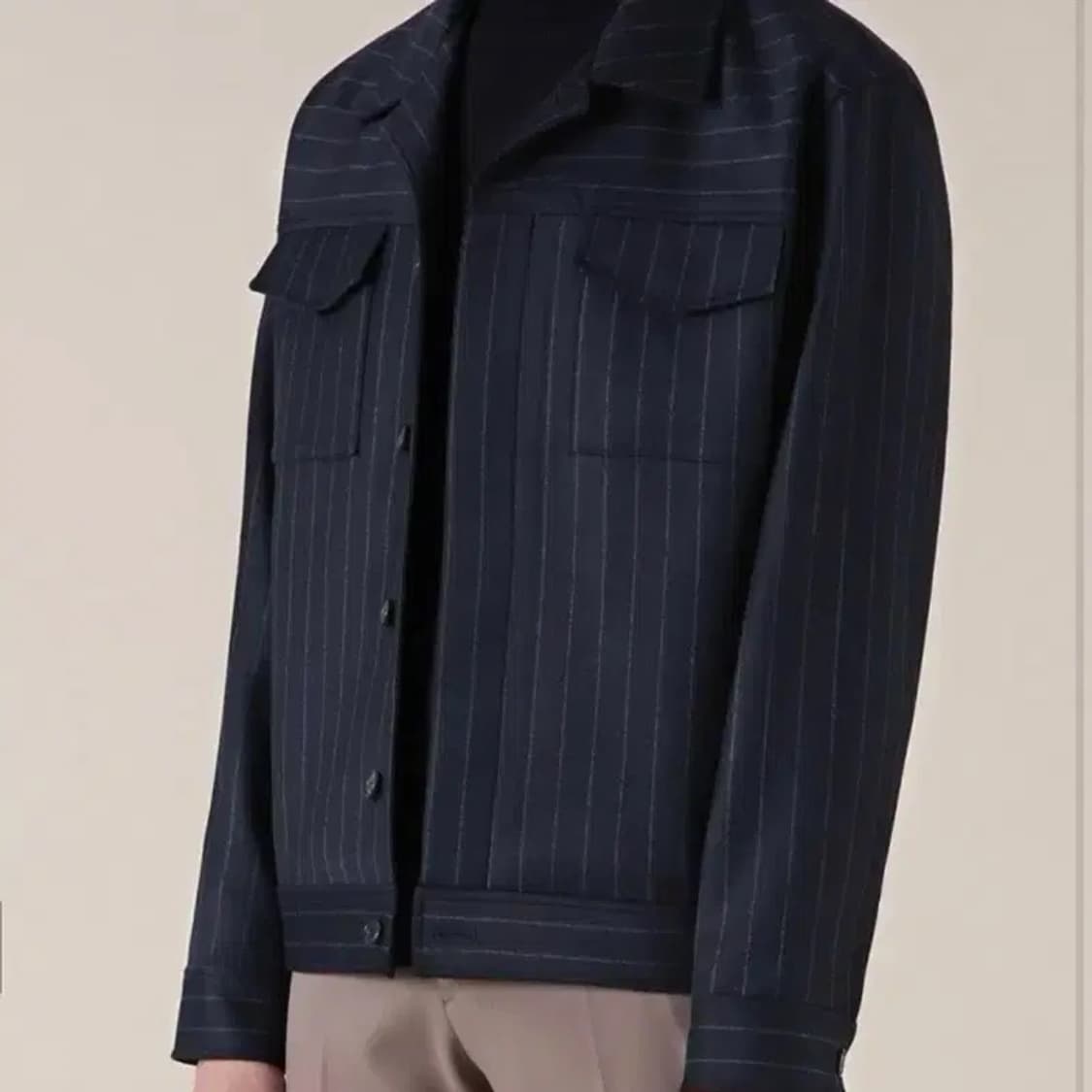 드러그옴므 스트라이프 울 트러커 블루종 자켓 S 상품이미지1