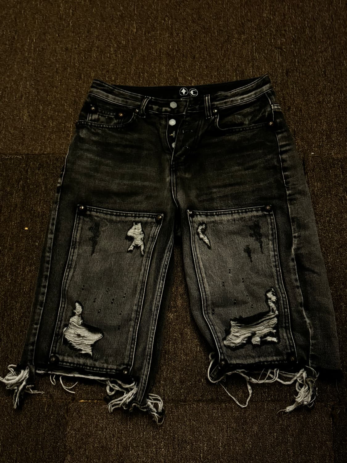 Double Knee Denim Shorts 상품이미지1