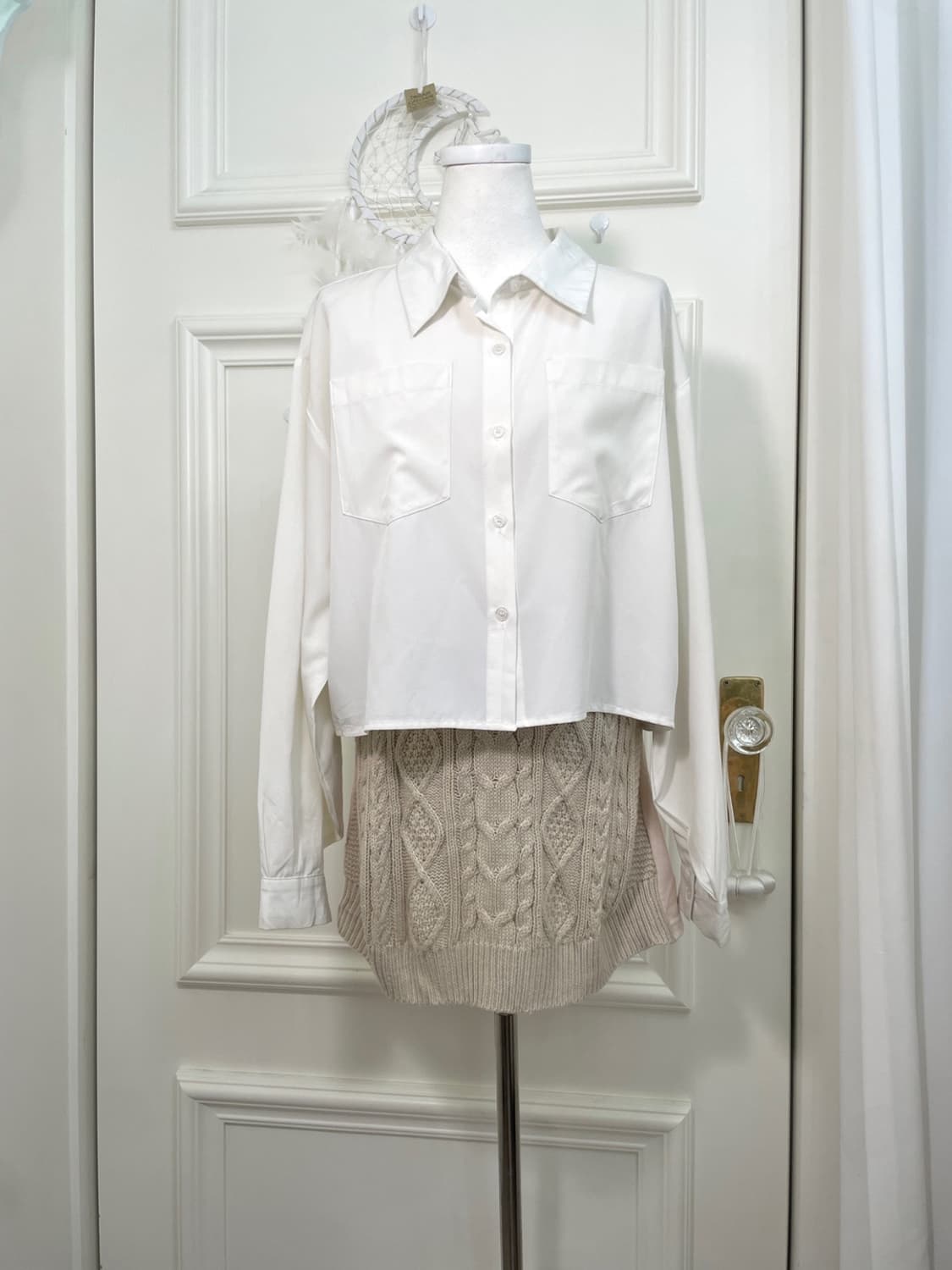 white basic pocket pleats over shirt 상품이미지1