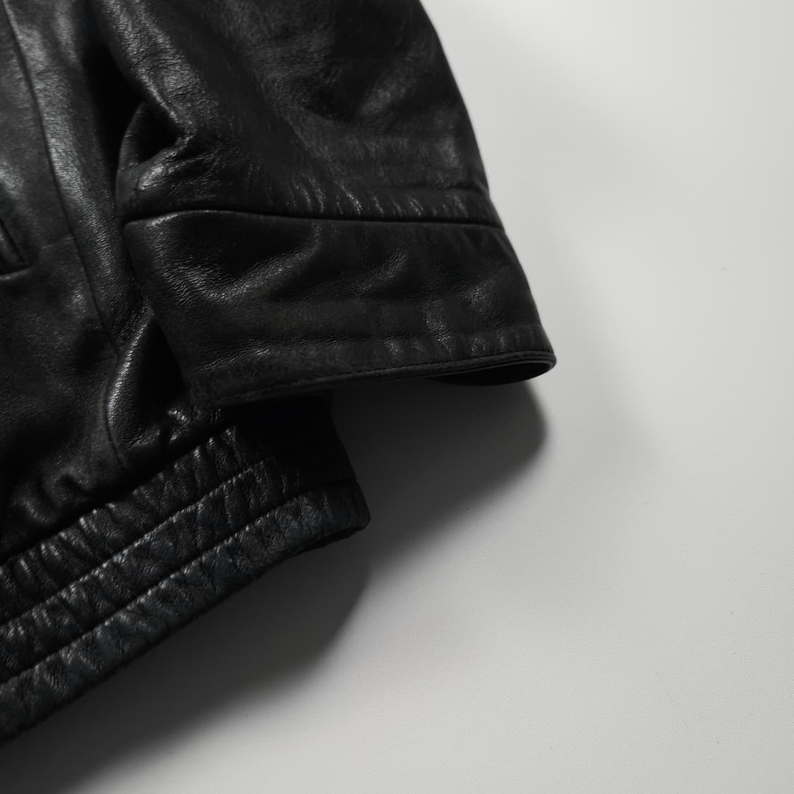 GALAXY 램스킨 블랙 레더 봄버 자켓 (L) 상품이미지3