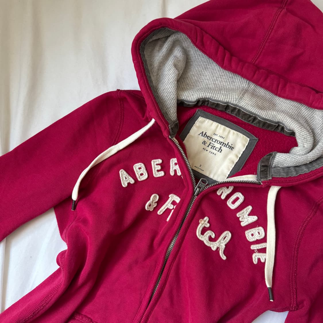 Abecrombie &fitch burgundy pink 슬림핏 후드집업 상품이미지2