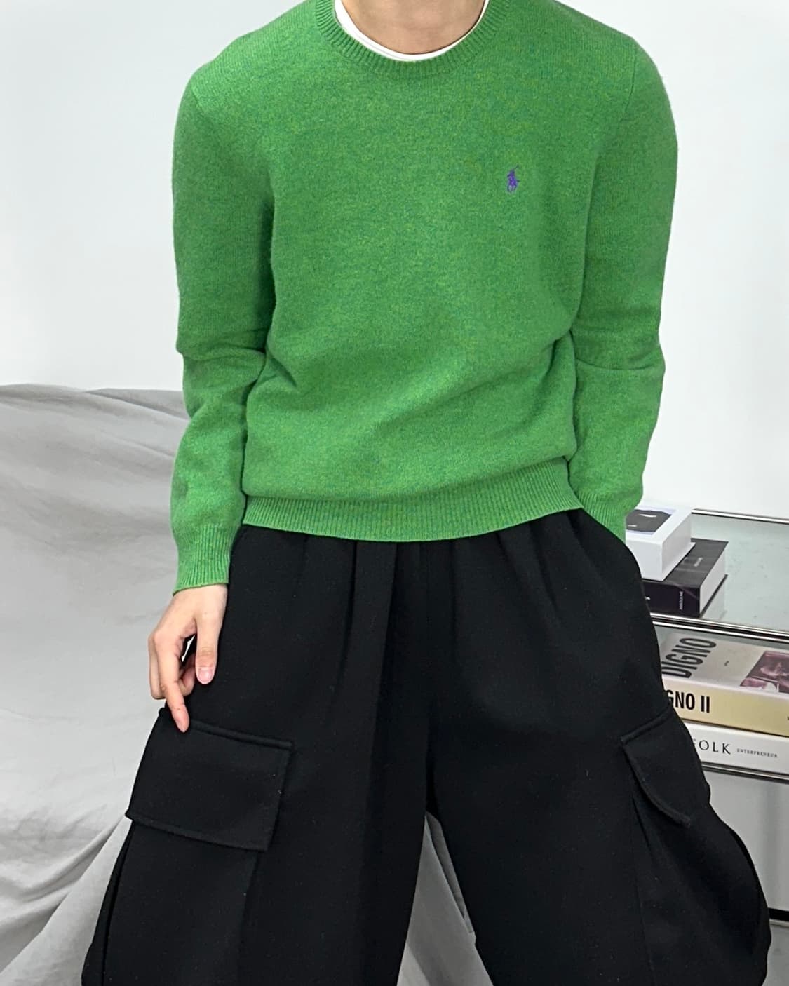 폴로 랄프로렌 퍼플포니 그린 울 니트 XL 상품이미지2