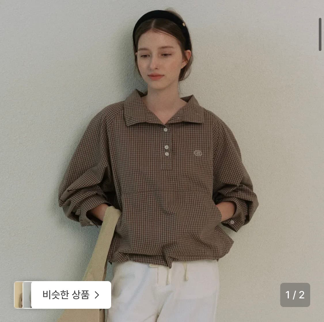 틸버 윈드 코튼 체크 셔츠(브라운) 상품이미지1