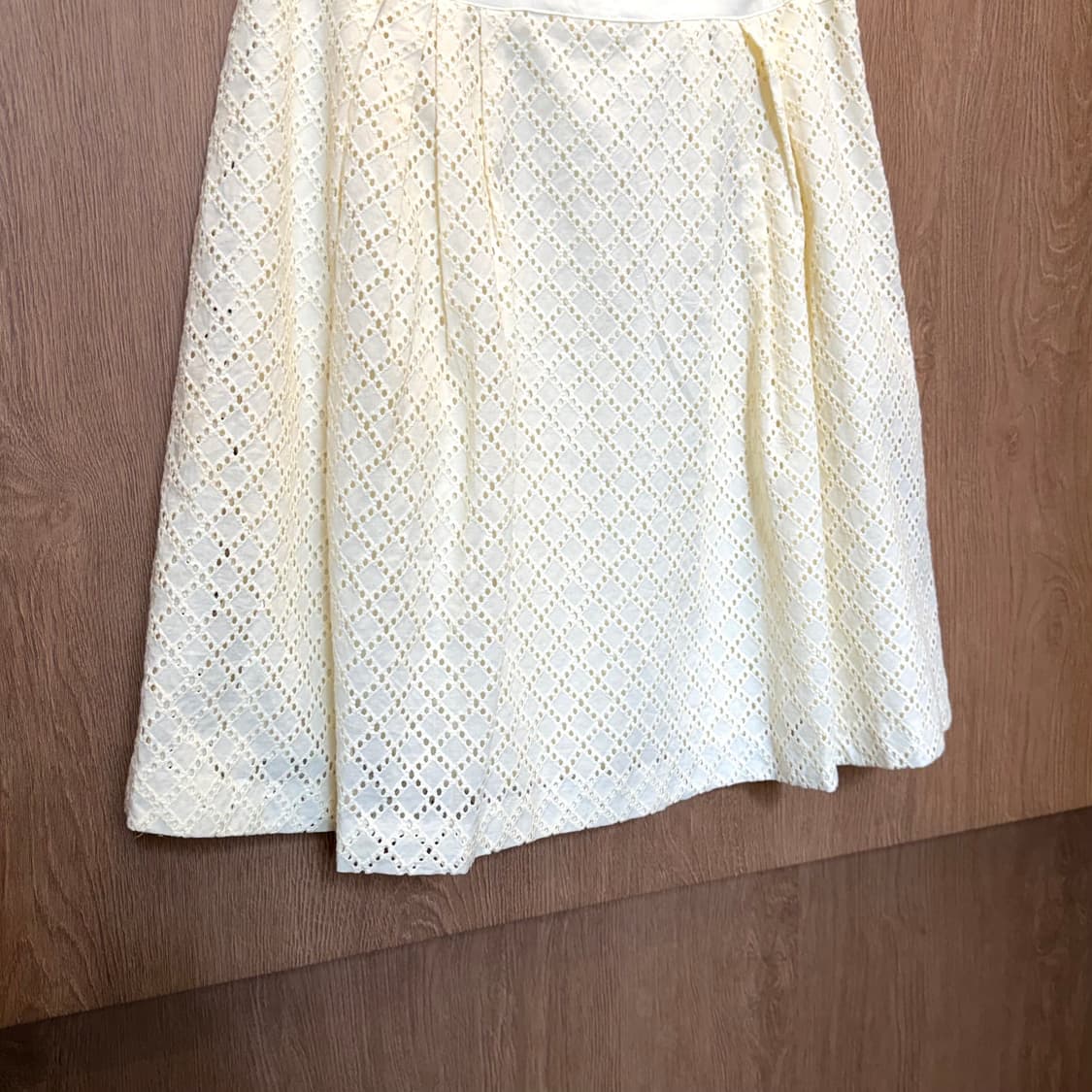 빈티지 미디 스커트 펀칭 레이스 디테일 A라인 아이보리 상품이미지8