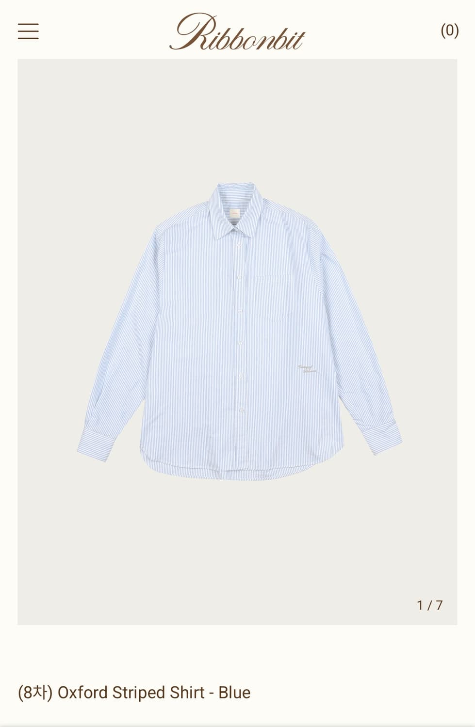 리본빛 Oxford Striped Shirt - Blue 새상품 상품이미지1