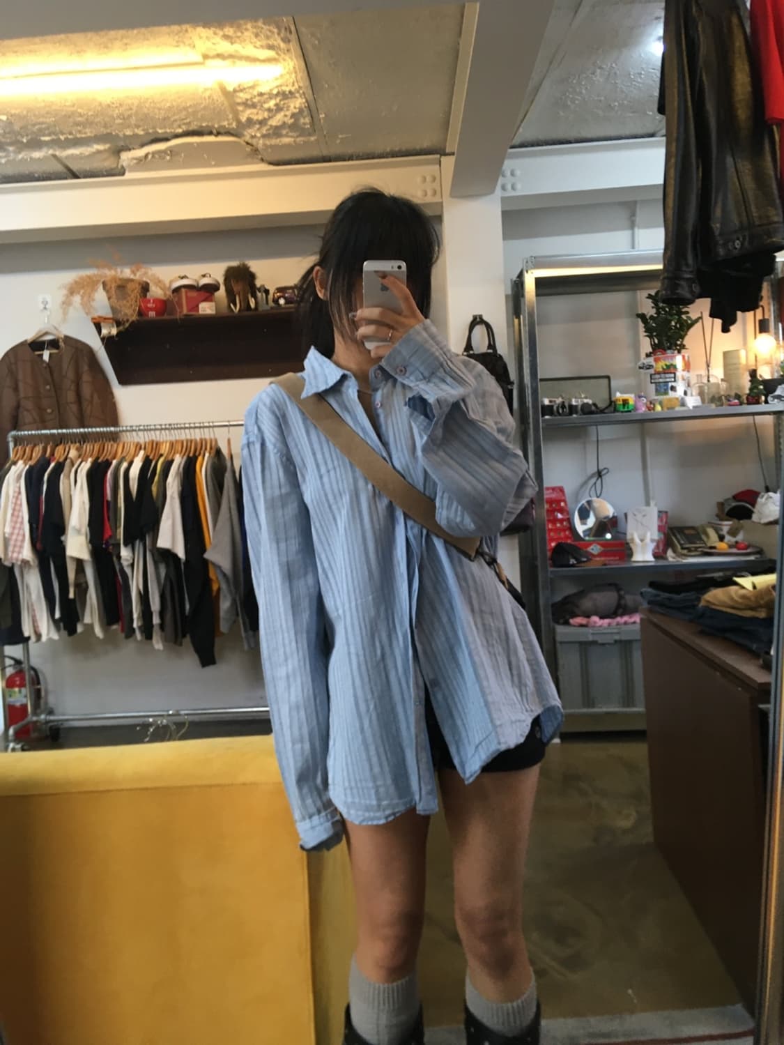 아르마니 익스체인지 스카이 블루 스트라이프 셔츠 XL 상품이미지1