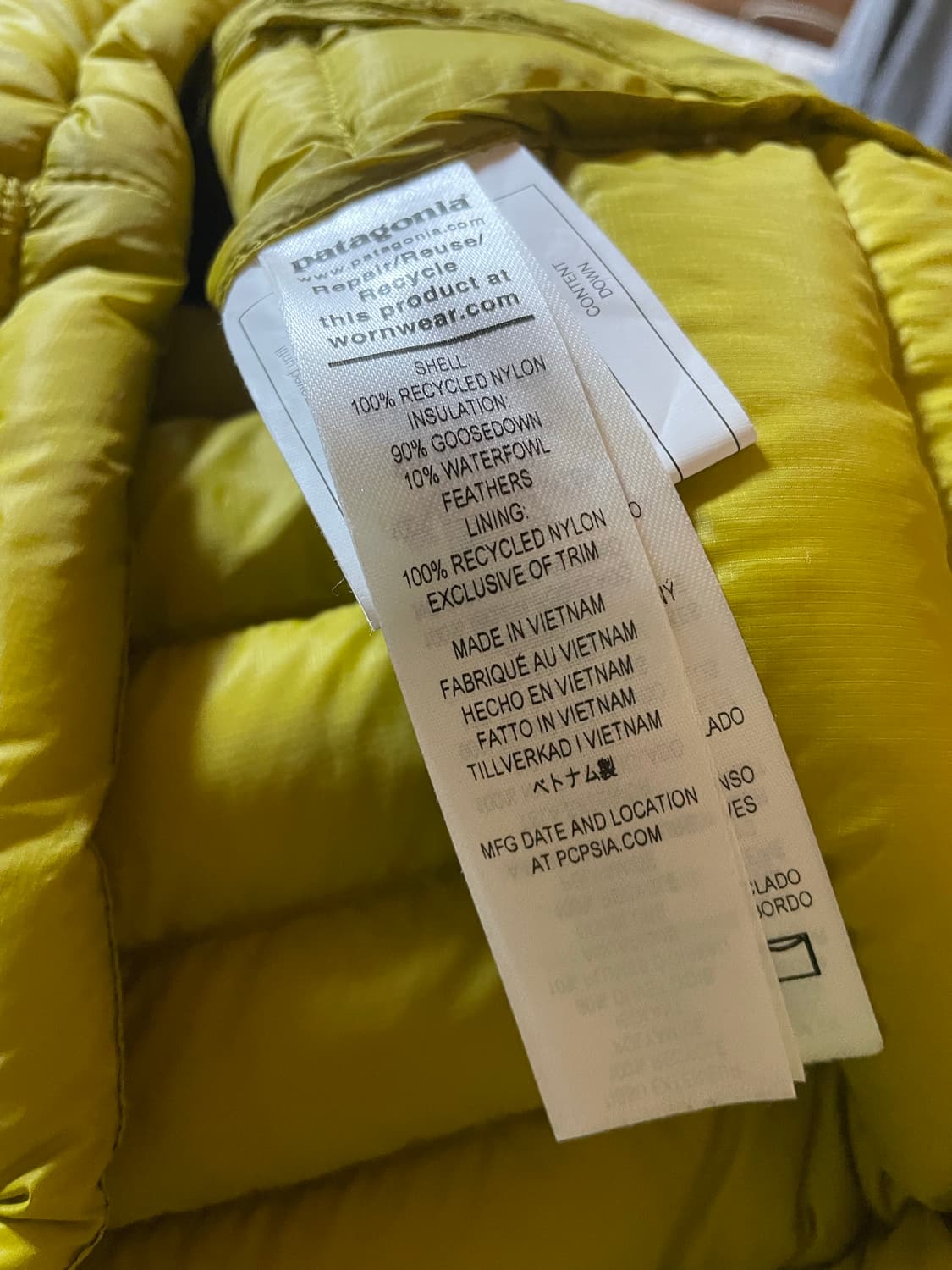 파타고니아 경량 패딩 라임 m 상품이미지4