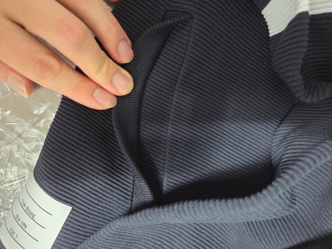 톰브라운 코튼 오토만 립 사선 후드 집업 네이비 5사이즈 상품이미지8