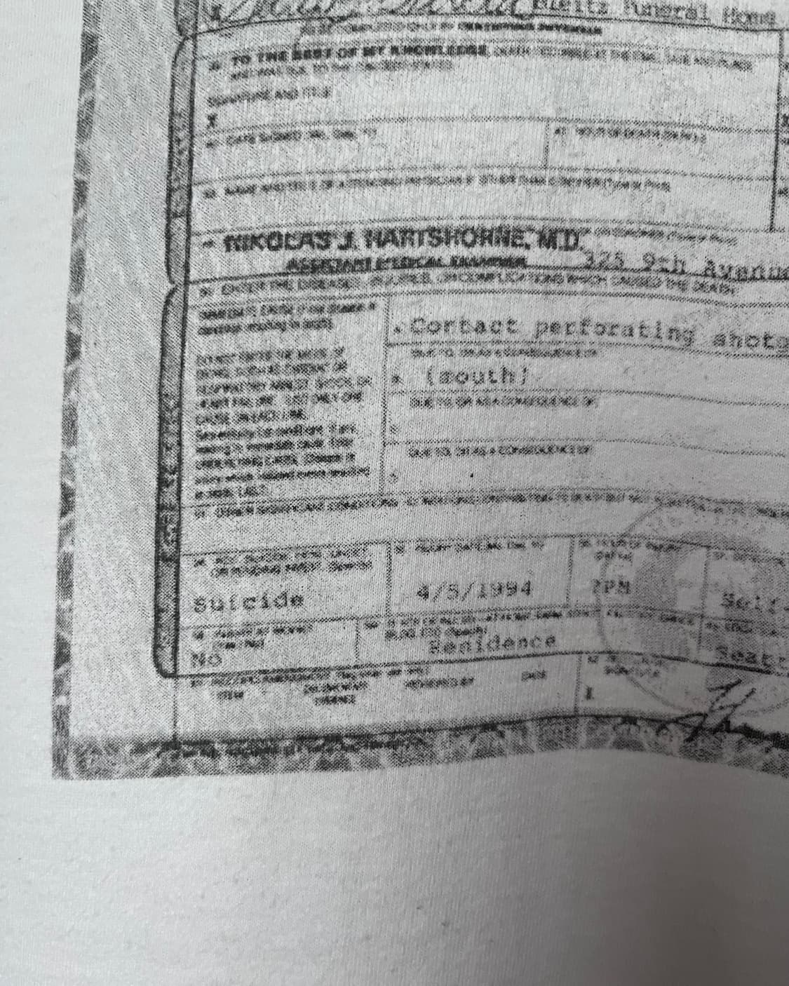 90s Kurt Cobain Death Certificate 밴드 티셔츠 상품이미지8
