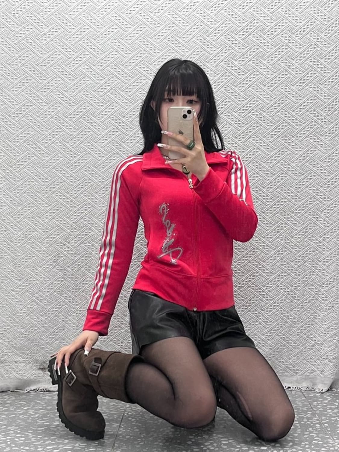 아디다스 레트로 Y2K 대장급 딱붙핏 키치 져지 집업 L C11134 상품이미지1
