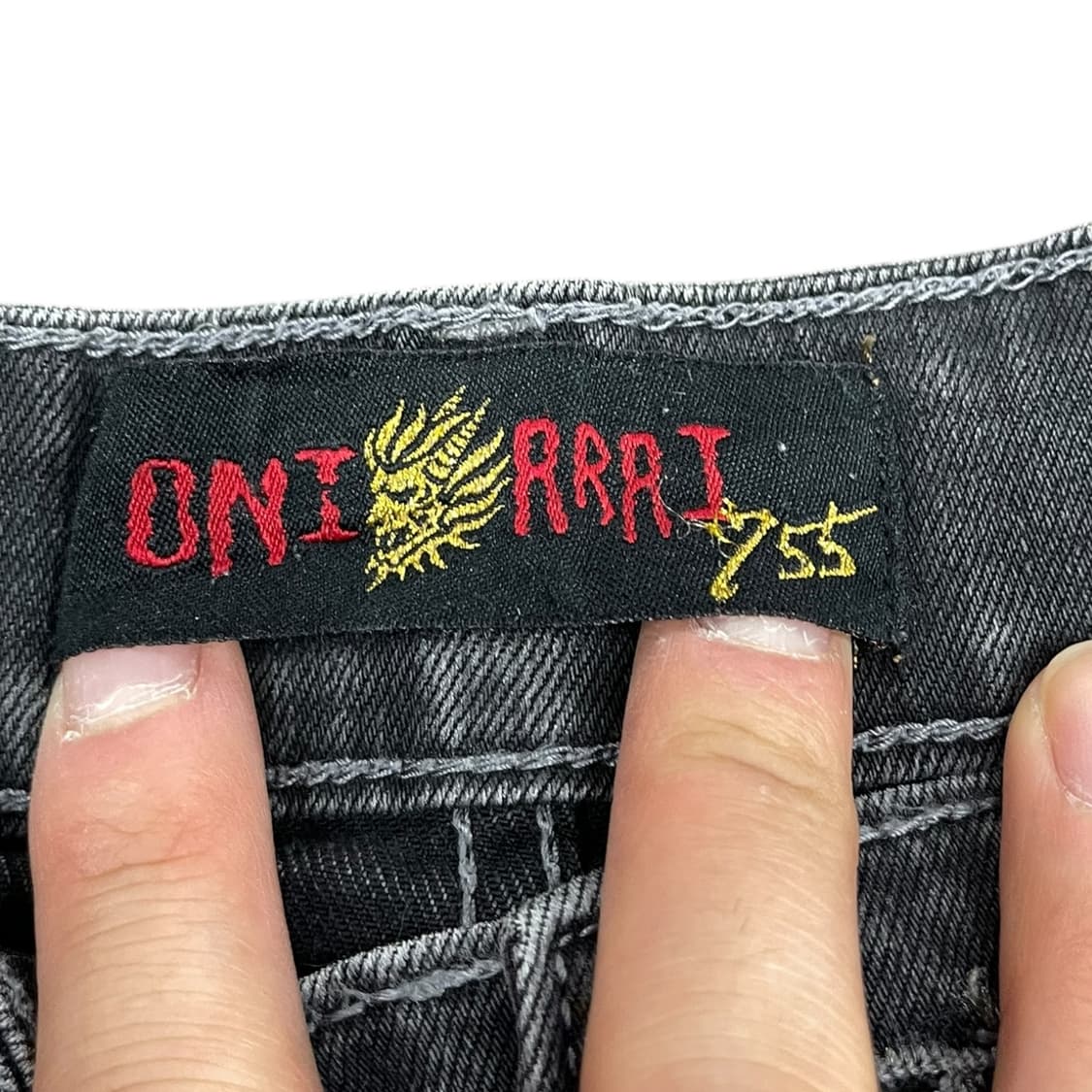 일본 빈티지 oniarai 흑청 데미지 진 상품이미지5