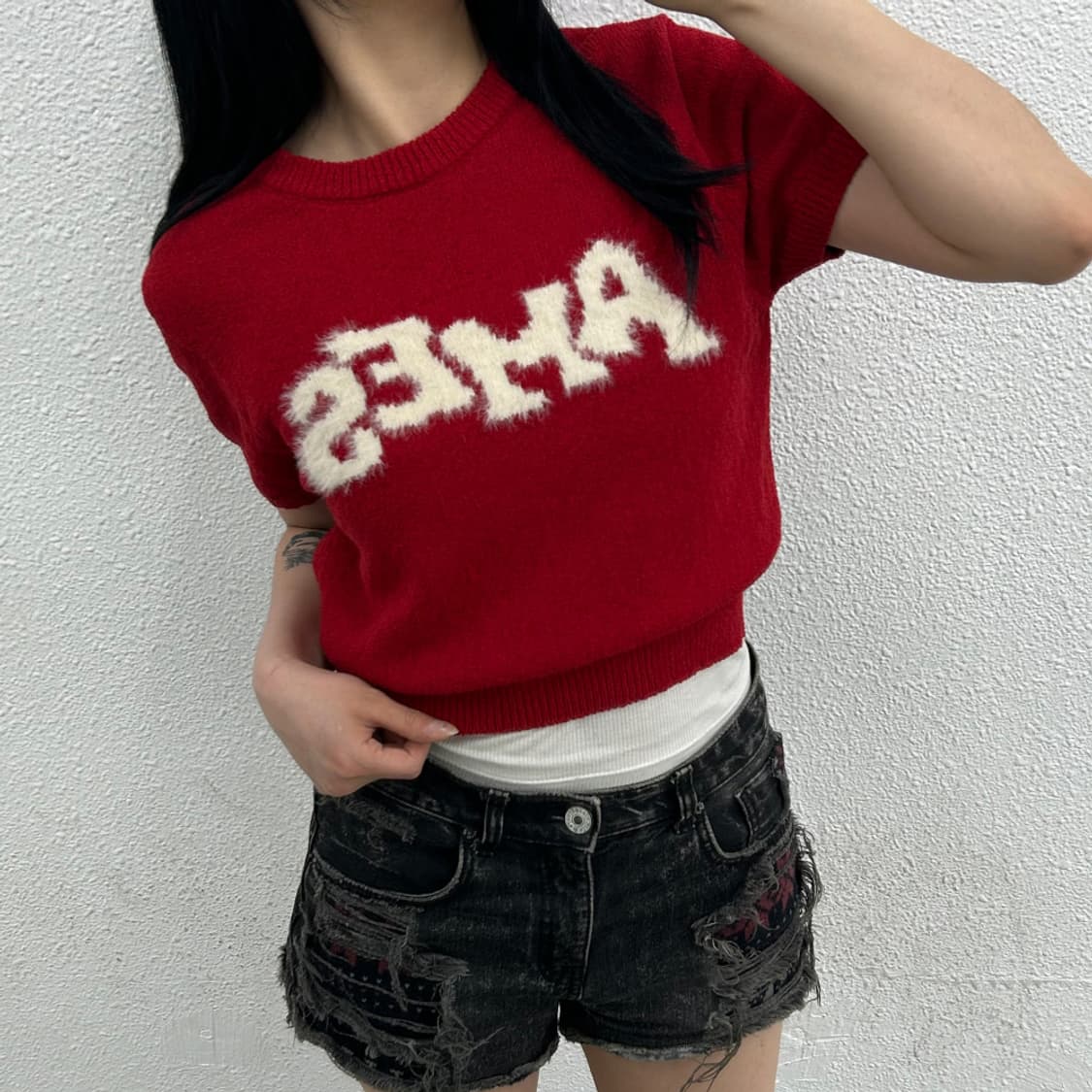 아메스 윌드와이드 레드 반팔니트 ( 새상품 ) 상품이미지1