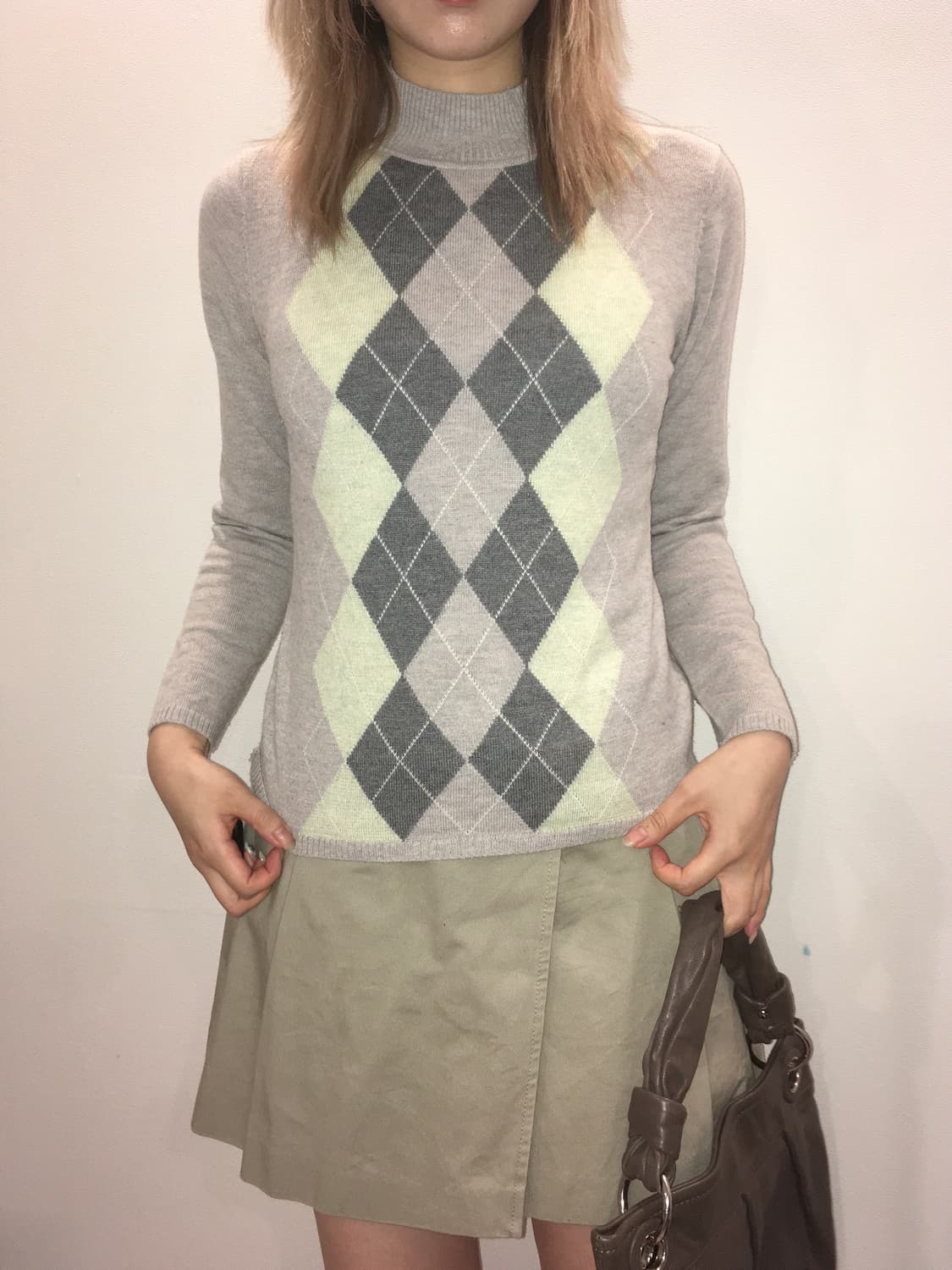 jpn vintage mint grey argyle pullover 상품이미지2