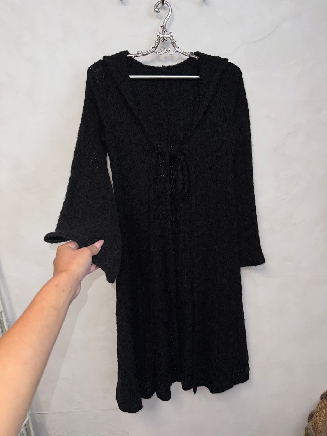 Black maxi long hood cardigan  상품이미지5