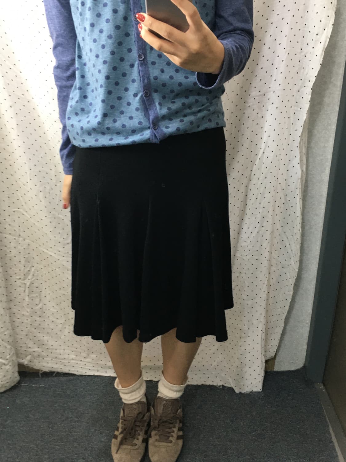 블랙 울 미디 스커트 상품이미지5