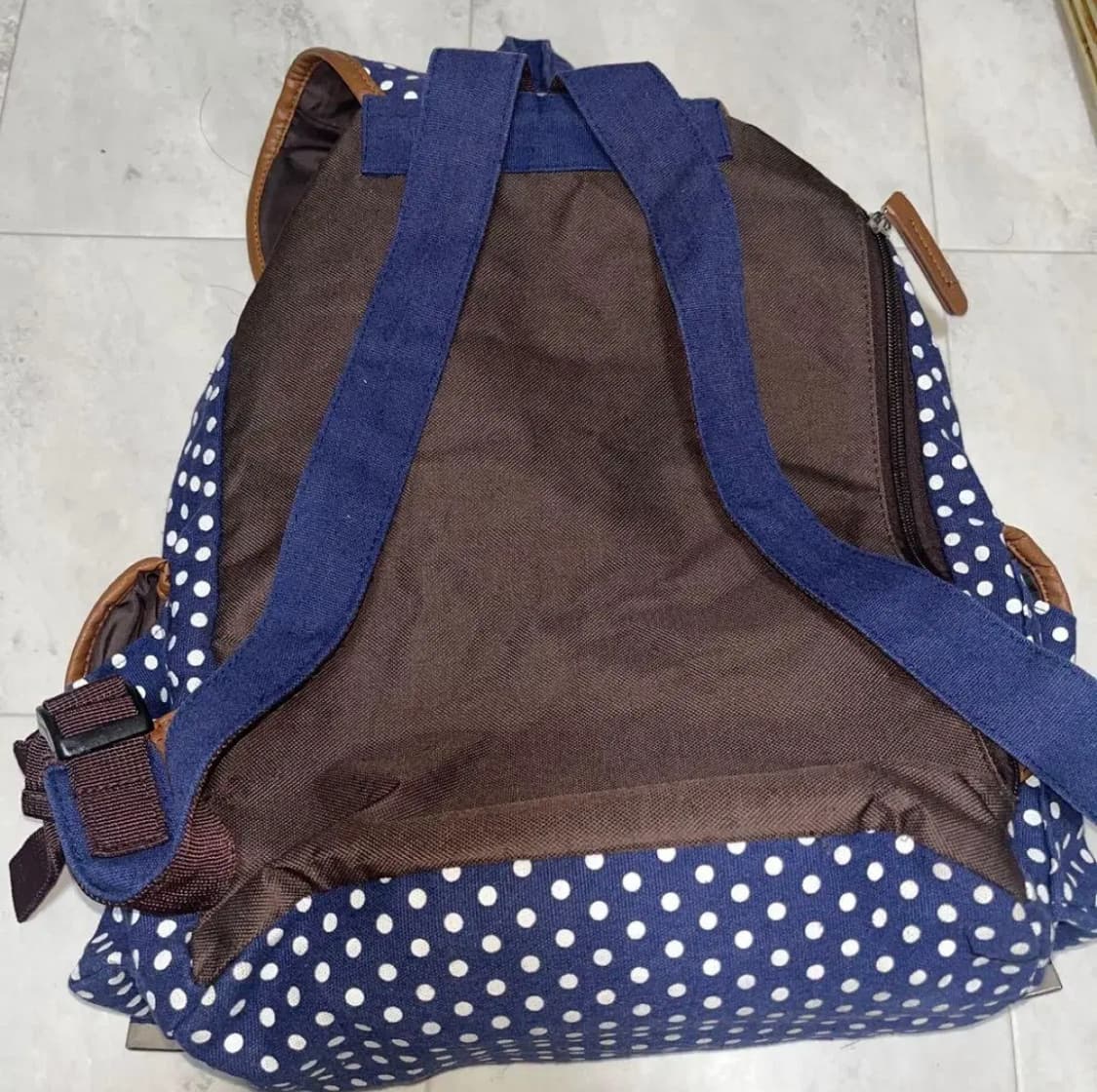 체인도넛 일본빈티지 모리걸 네이비 도트백팩 배낭 상품이미지3