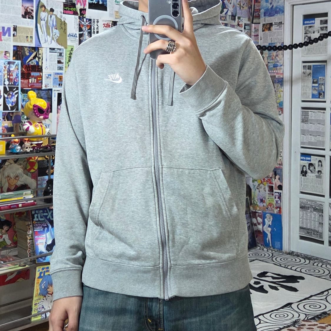 나이키 라이트 그레이 오버핏 후드집업 상품이미지2