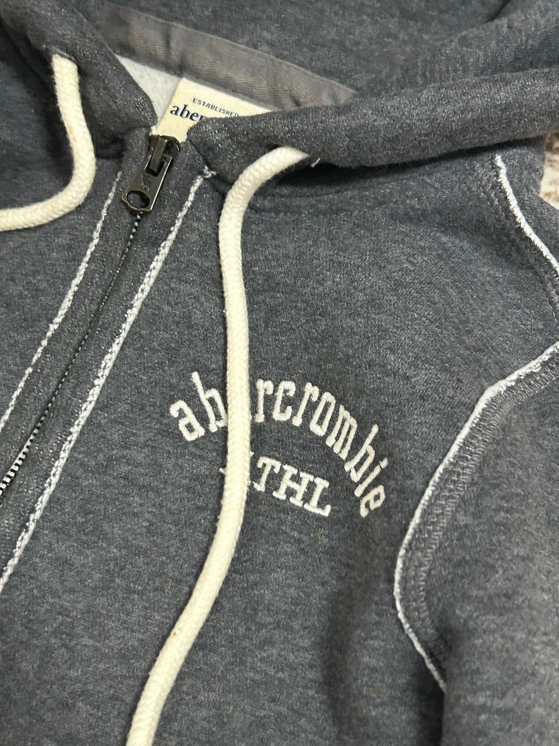 초희귀⭐️대대장 아베크롬비 스티치 그레이 딱붙핏 후드집업 상품이미지2