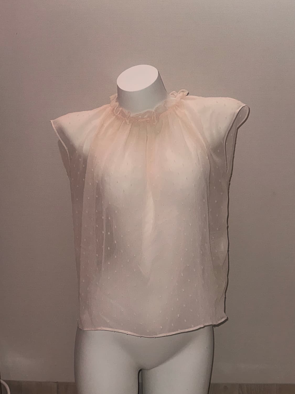 도트 프릴 시스루 블라우스 상품이미지2