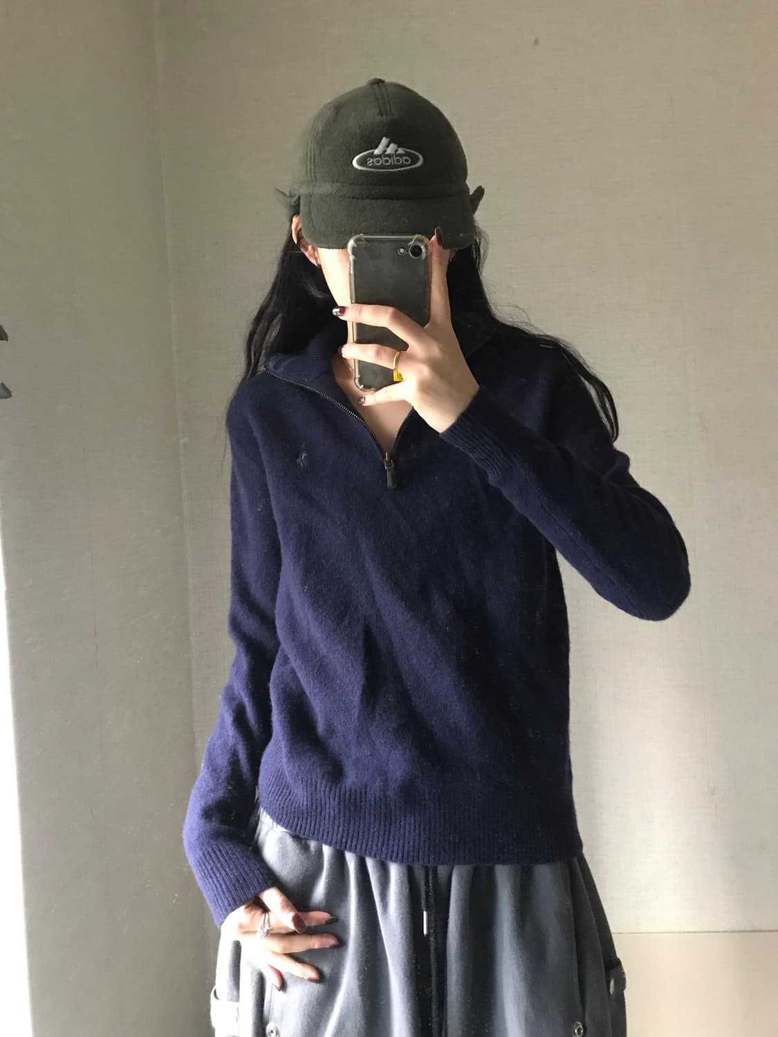 폴로 네이비 니트 반집업 상품이미지2