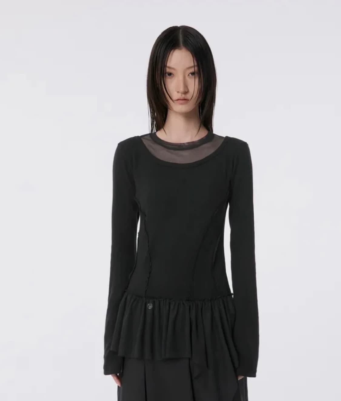 플레어업 레이어드 레이스 롱슬리브 블랙 새상품 상품이미지2