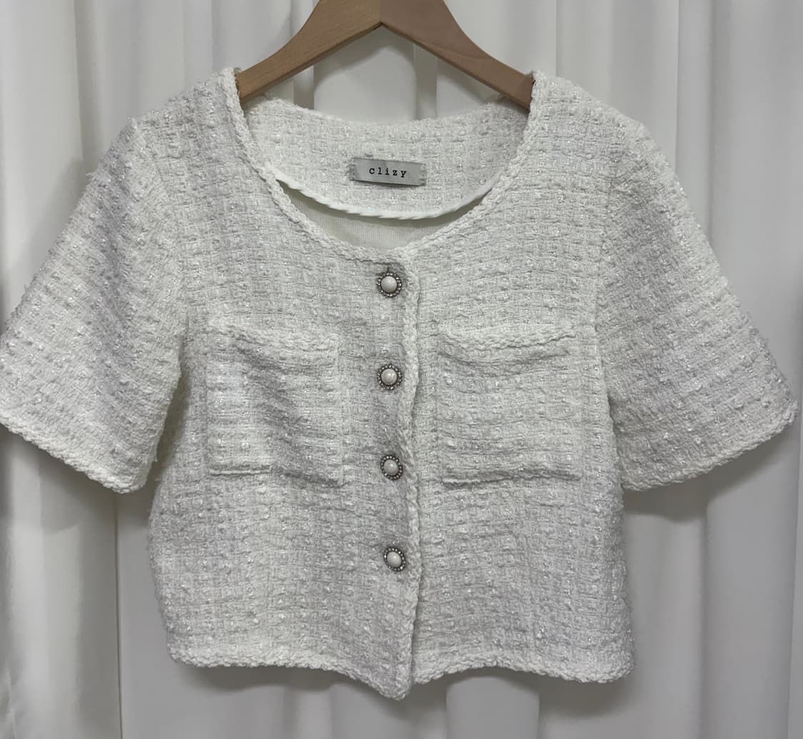 clizy 화이트 포켓 트위드 자켓 상품이미지5